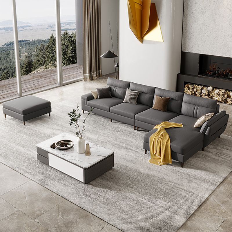 Fabric Pillow Top Arm Sectional Sofa 33.46"High Cushion Back Sofa with Storage