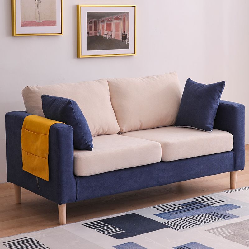Scandinavian 2 Seater Sofa with 2 Pillows Back and Square Arms