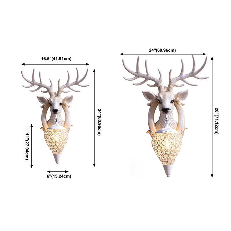 Modern Style Deer Wall Mounted Lighting with Crystal Shade Living Room Wall Lighting Fixture