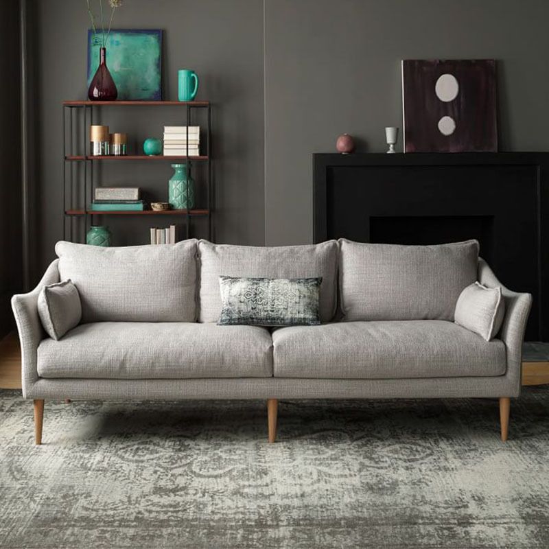 Standard Cushions Settee Furniture Modern Square Arm Loveseat in Grey
