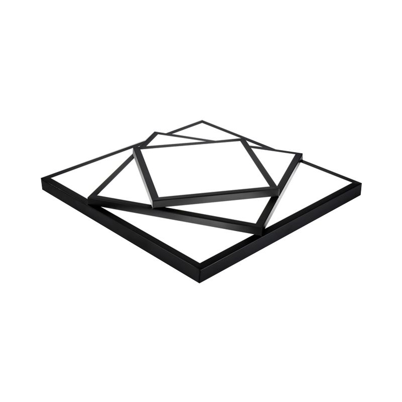 Plafonnier rectangulaire/carré noir/blanc à LED en métal moderne pour salon, 40,6 cm/49,5 cm/63,5 cm de large