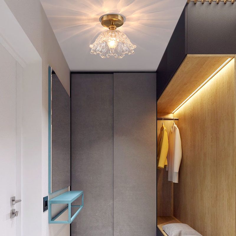 Modern Ceiling Mount Light 1-Light Ceiling Light with Glass Shade for Bedroom