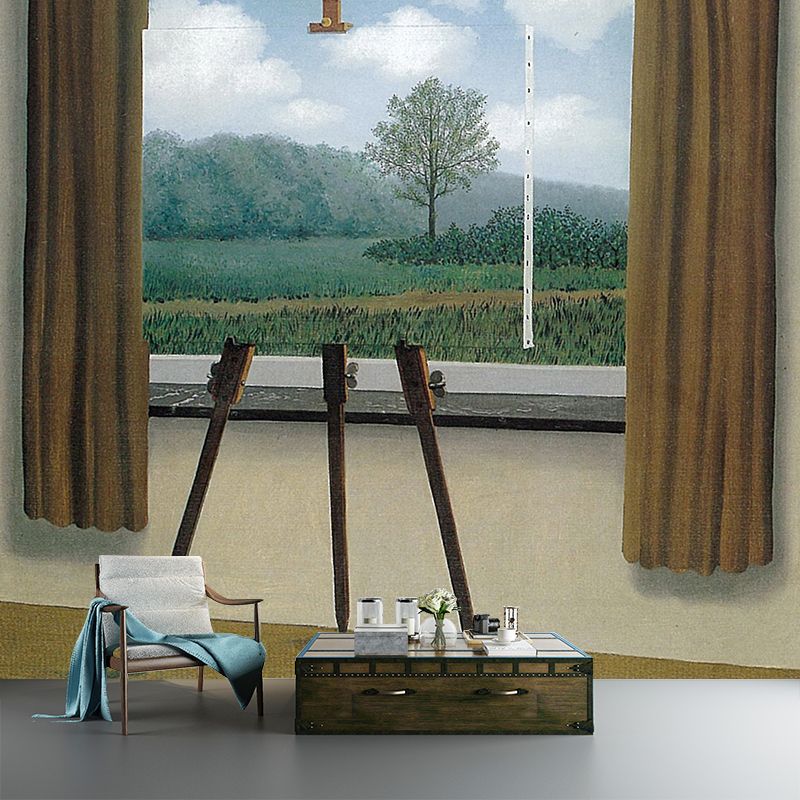 Surreal the Human Condition Mural Decal Yellow-Green Artwork Wall Covering for Bedroom