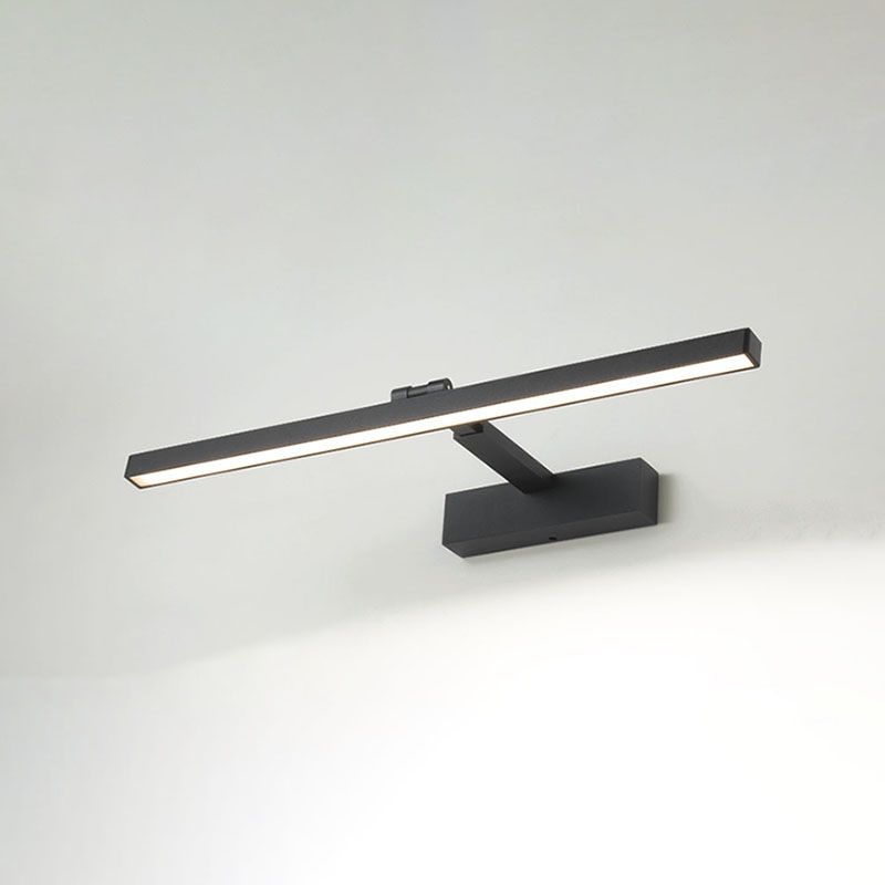 Metal Linear Wall Sconce Modern Style 1-Light Swing Arm Mirror Wall Light Fixture in Black