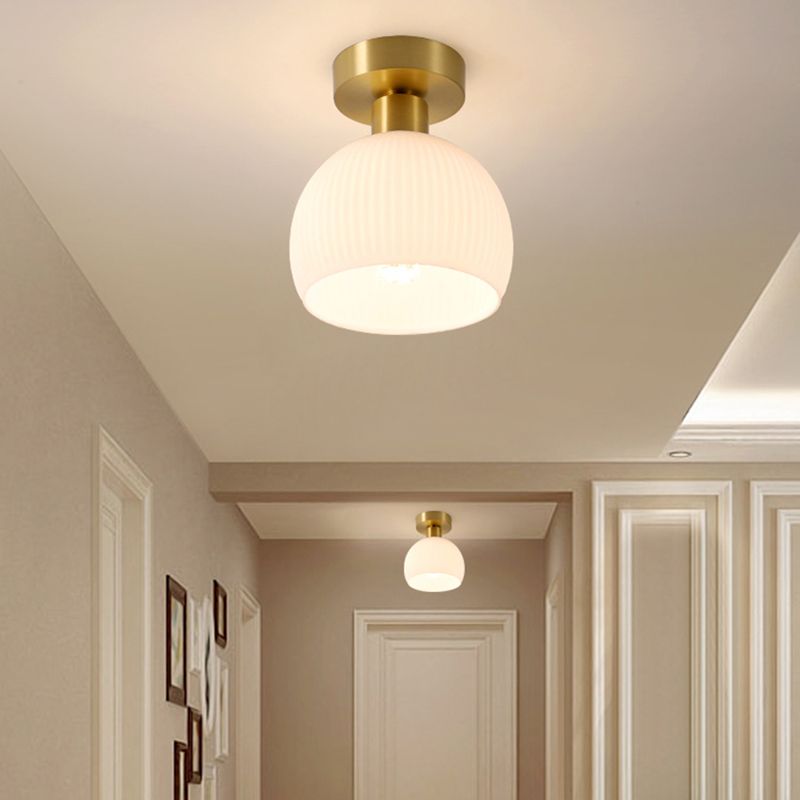 Contemporary Ceiling Lamp Glass Shade Flush Mount Light Fixture