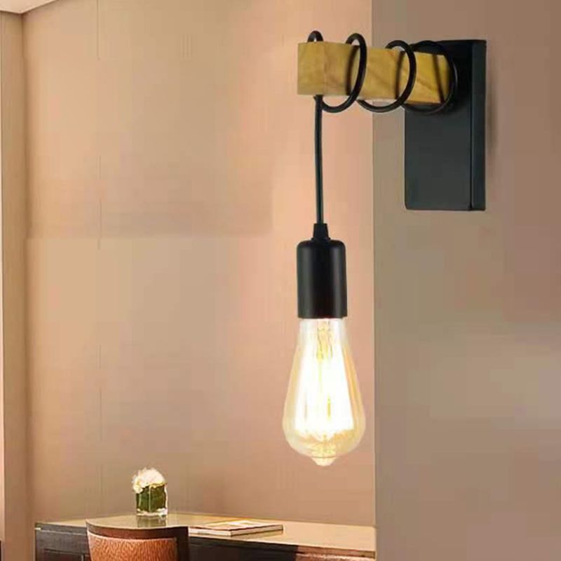 Bulb Shape Wood Vanity Sconce Light Modern Style 1-Light Vanity Mirror Lights