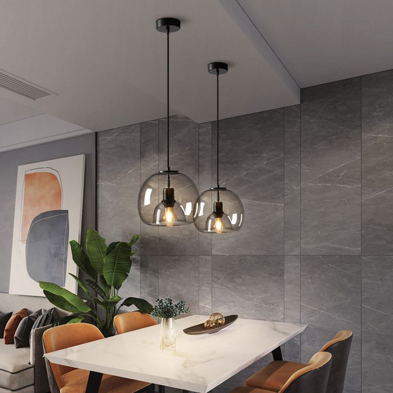 Multi Light Spherical Hanging Pendant Modern Style Glass Hanging Lighting for Living Room