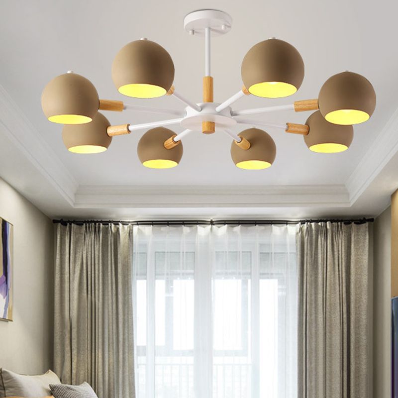 Macaron Domed Shaped Chandelier Light Metallic Lighting Fixture for Living Room
