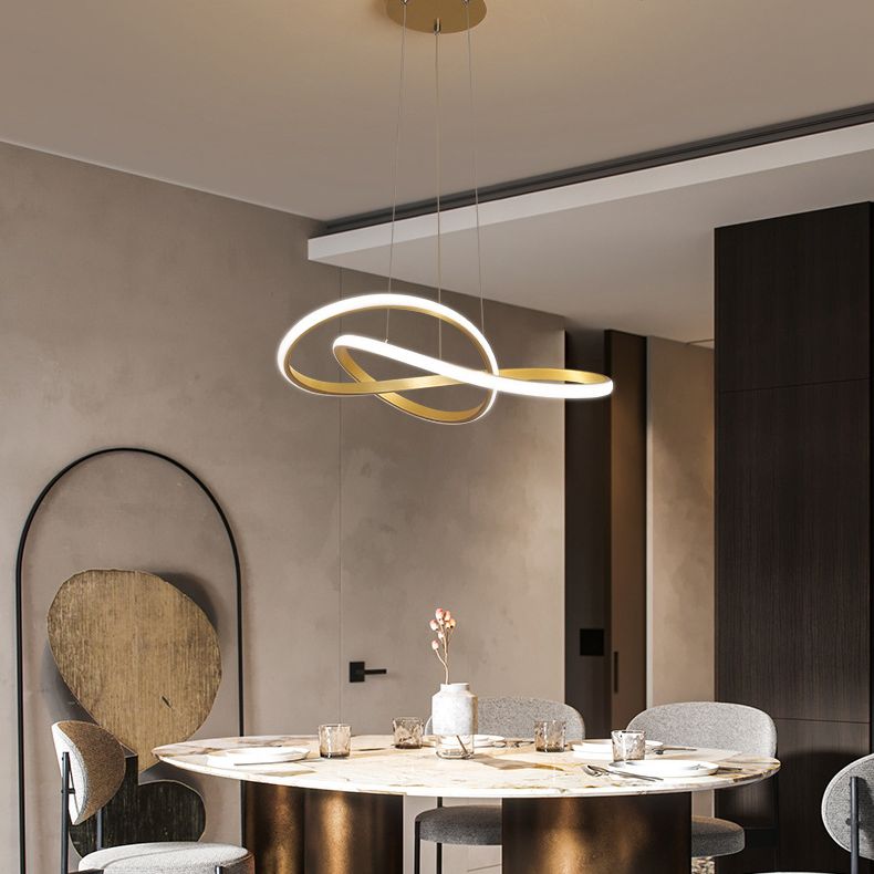 Modern Simplicity Seamless Curves Chandelier Lamp Aluminum Hanging Pendant Lights for Restaurant