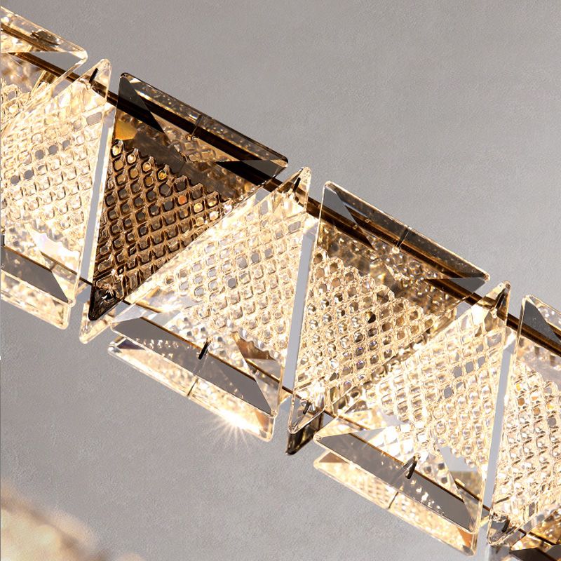 Clear Crystal Round Hanging Lamp Minimalist Chandelier in Gold for Foyer