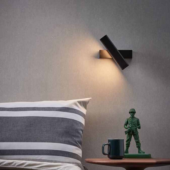 Aluminium LED Rotatable Wall Sconce in Modern Minimalist Style Wooden Wall Lamp for Bedroom