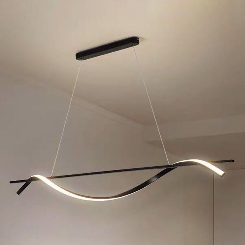 Pendante de l'île Wave Simplicité Style Métal LED Éclairage pendentif noir