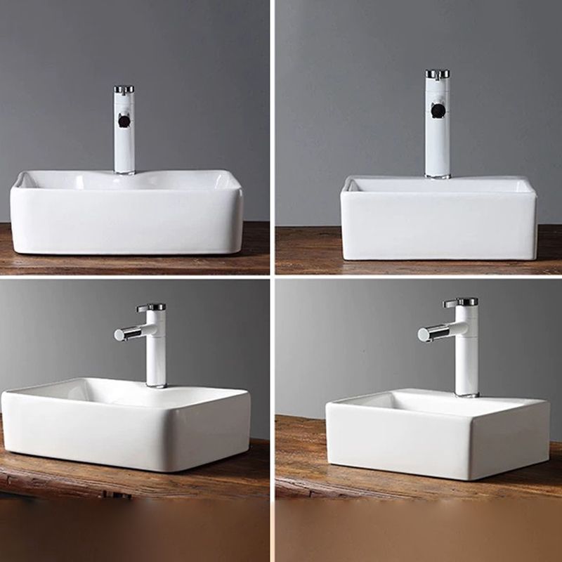 Modern Vessel Bathroom Sink Porcelain Oval with Pop-Up Drain Bathroom Sink