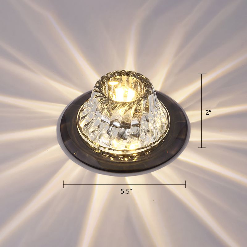 Flared LED Flush Mount Ceiling Fixture Simple Twisted Crystal Corridor Flush Light in Clear