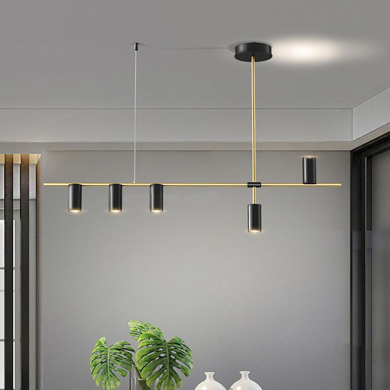 Modern 5 - Light Ceiling Pendant Fixture in Black and Gold Finish Kitchen Island Light