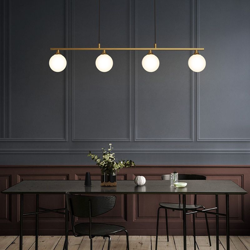 Simplicity Ball Shade Island Pendant Light Milky Glass Dining Room Hanging Light