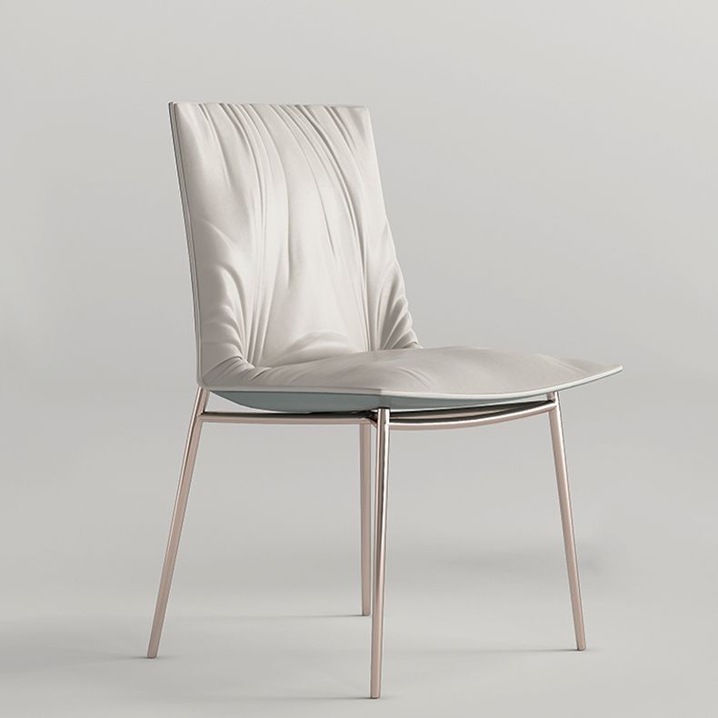 Silla lateral de comedor de cuero moderna, silla sin brazos con respaldo sólido de lujo para cocina