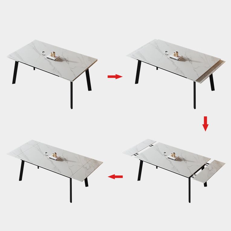 Modern Kitchen Foldable Dining Room Set with Sintered Stone Top and Black Base Dining Furniture Set