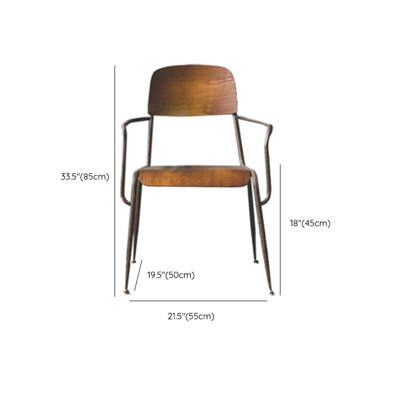 Open Back Side Chair Industrial Style Metal and Wood Dining Chair
