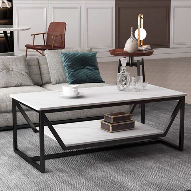 Slate Minimalist Coffee Table Trestle Coffee Table with Storage
