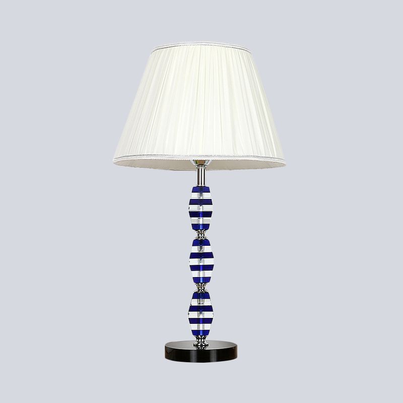 1 tête de salle à manger de la tête claire lampe de table de nuit bleu moderne avec nuance de tissu conique