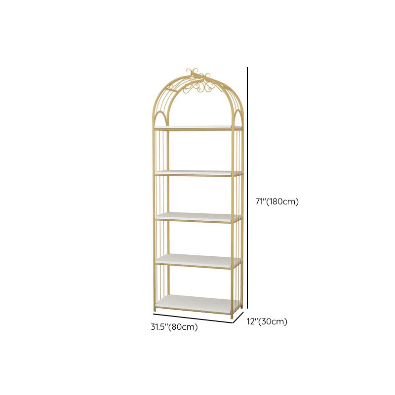 Glam Open Vertical Bookshelf Metal Etagere Shelf Bookcase for Home