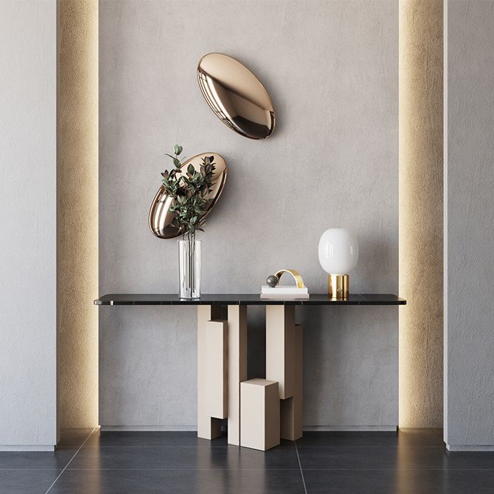 Stone Modern Console Table 1 Shelf 13.78" Wide Accent Table for Hall