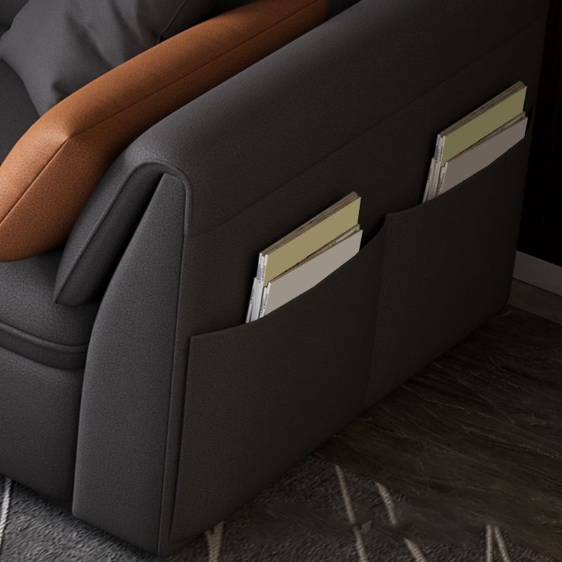 Modern Pillowed Back Cushions Sectional Grey Pillow Top Arm Chesterfield Sectional