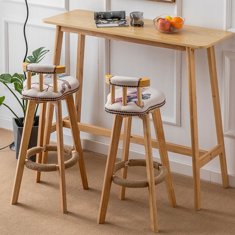 Modern Style Bistro Bar Table Rectangle Solid Wood Bar Table with Footrest