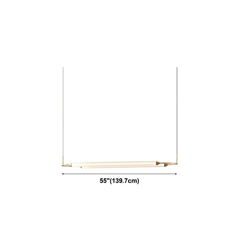 Acrylic 2-Light Island Light in Modern Simplicity Metal Linear LED Pendant Light in White