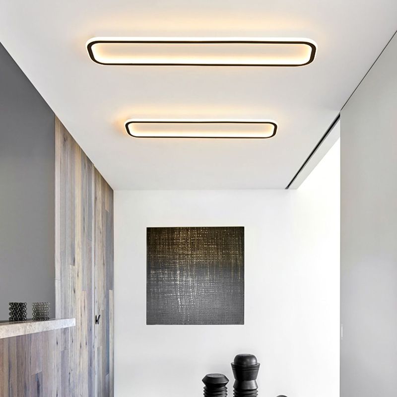 Plafonnier rectangulaire noir, éclairage de plafond moderne en aluminium à LED