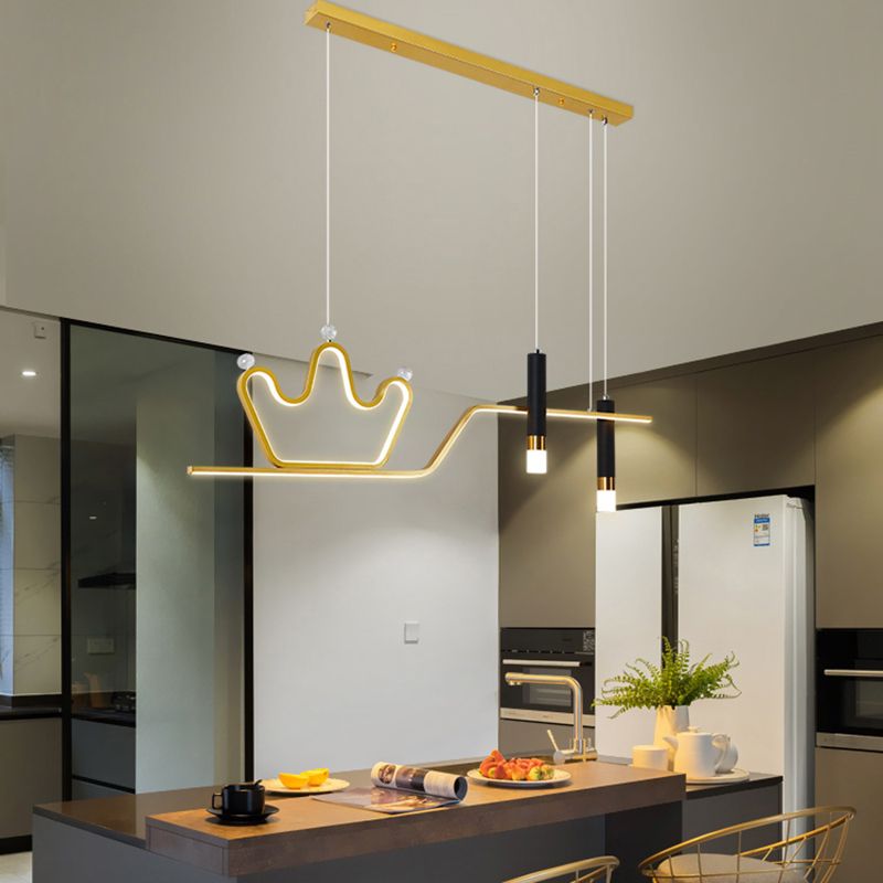 Metal Crown Pendant Lighting Stylish Minimalist LED Hanging Lamp for Dining Room
