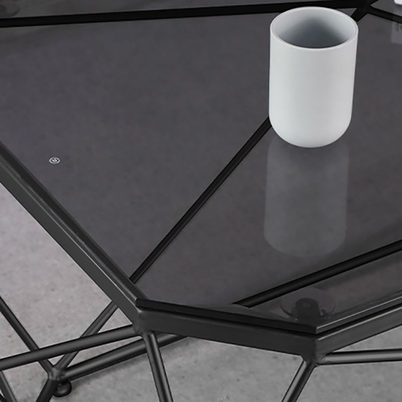 Modern Frame Coffee Table Rectangular Glass Top Coffee Cocktail Table for Living Room