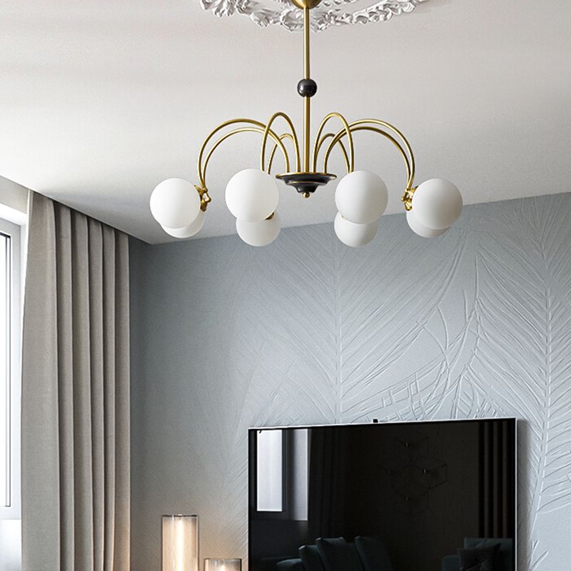 Glass Bronze Chandelier in Modern Luxury Style Copper Globe Hanging Lamp for Interior Spaces