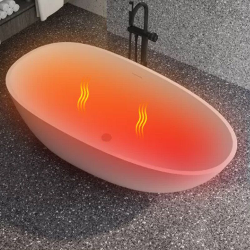 Modern Ellipse Stone Bathtub Freestand Soaking Bathtub with Drain Bath Tub