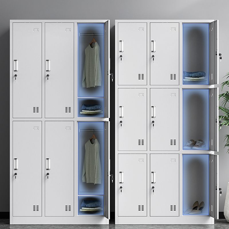 Hinged Door Cabinet for Bathroom Gray Metal Modern Storage Cabinet