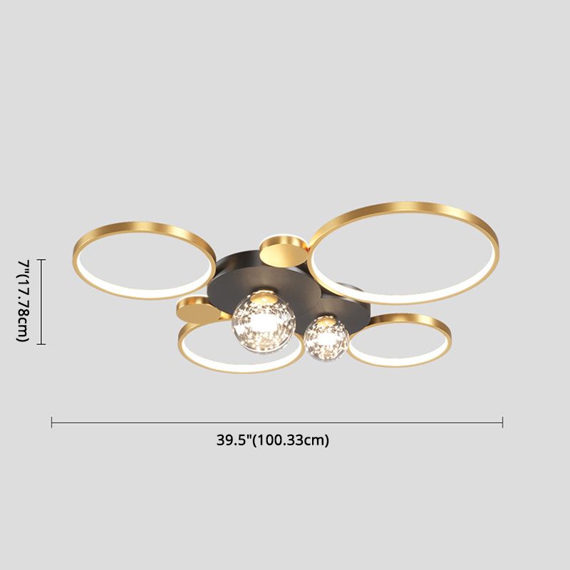 Minimalismo, círculos geométricos nórdicos, luz LED de techo, bola de cristal transparente, cadena de luces LED, accesorio de iluminación para sala de estar