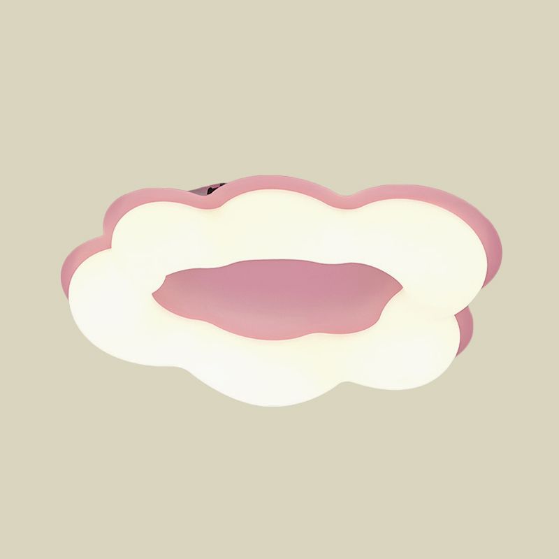 LED Bedroom Flushmount Light Nordic Style Pink/Blue Finish Ceiling Fixture with Cloud Acrylic Shade