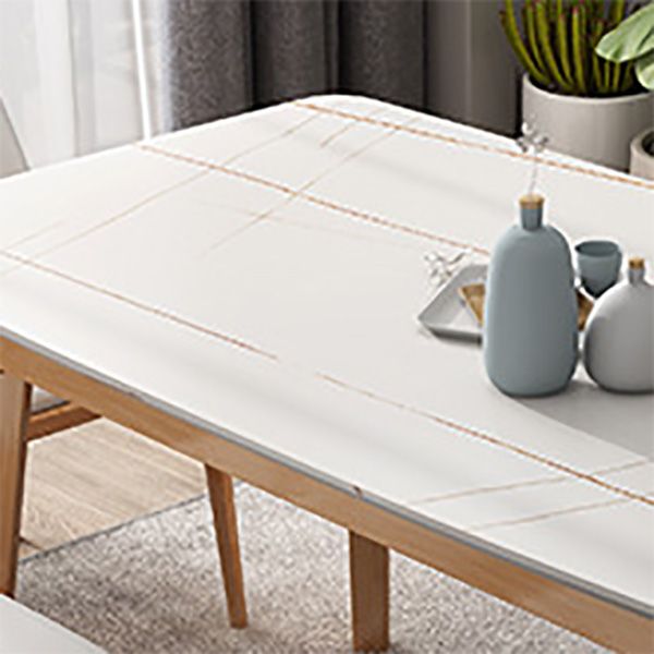 Simplicity Dining Room Table Rectangle Stone Furniture in White