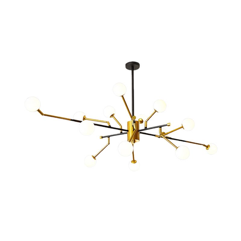 Éclairage de lustre en métal Sputnik Multi Lights Multi Lights Pendre suspension en or avec du lait en verre moléculaire