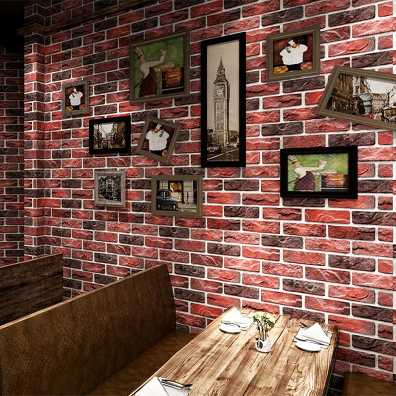 Faux Brick Wallpaper Roll voor Bar Decoratie 3D Effect Wall Art in donkere kleur, vlekbestendig