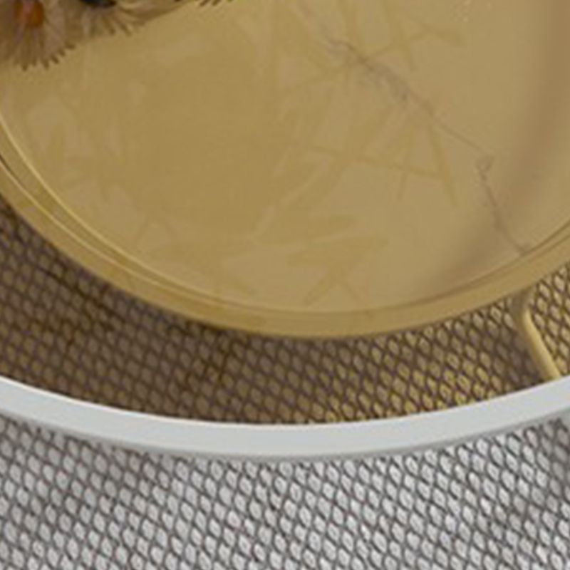 Contemporary Glass Top Coffee Table Round Metal Frame Cocktail Table