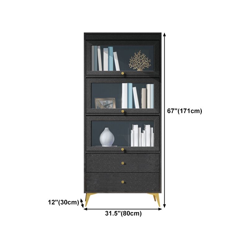 Modern Style Bookcase Standard Closed Back Wooden Bookshelf with Doors