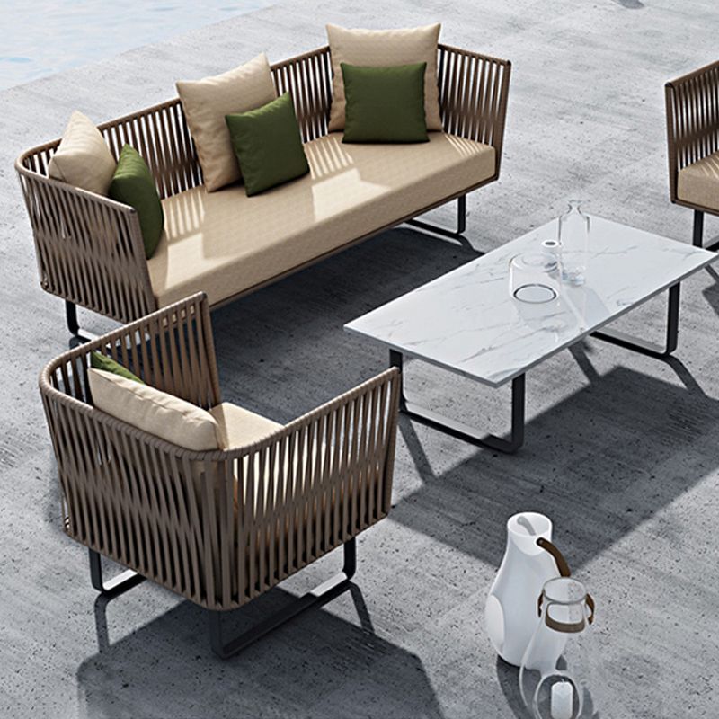 Metal Outdoor Patio Sofa Tropical Patio Sofa Water Resistant