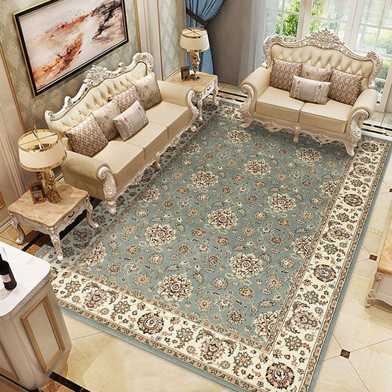 Mehrfarbiger Salon Teppich Retro Blütenmuster Teppich Polyester Haustierfreundlicher Waschablen Nicht-Schlupf-Hinterfläche Teppich