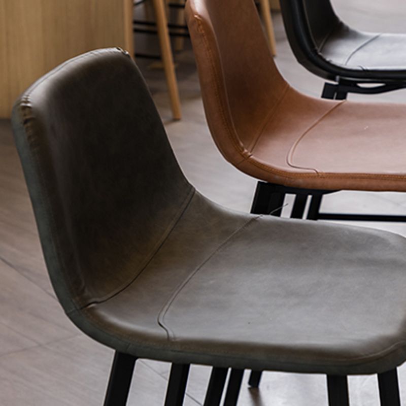 Industrial Leather Iron Counter Stools Low Back Bar Stools with Footrest