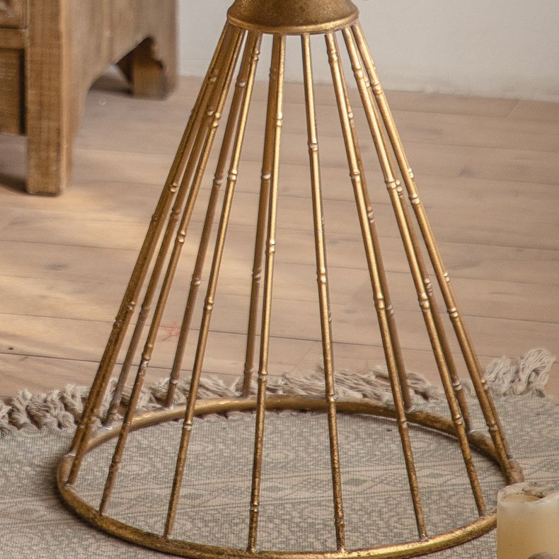 Round Tray Top Side Table Iron Pedestal End Table - Distressed Surface Treatment