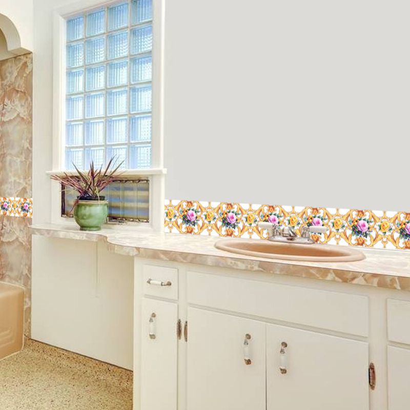 2 Pieces Farmhouse Rose Wallpaper for Kitchen 21.5-sq ft Adhesive Wall Covering in Yellow