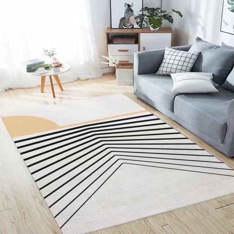 Orange Modern Rug Polyester Abstract Print Rug Stain Resistant Rug for Drawing Room