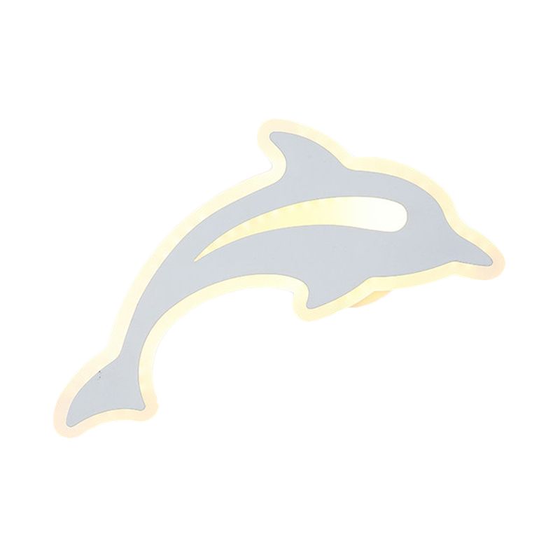 Acrylic Animal Sconce Light Modern Style LED Wall Lamp in White Finish for Hallway